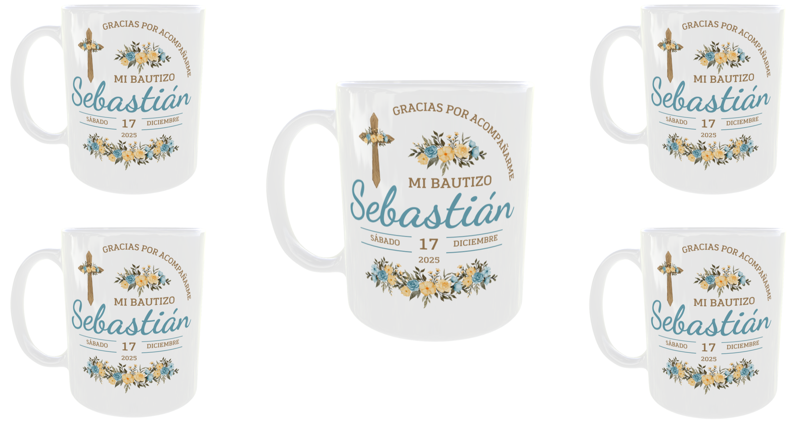 Tazas Personalizadas para Bautizo – Paquete de 20